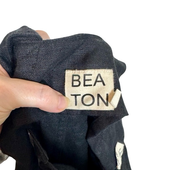 Beaton Linen 100% Linen Shortalls Overall Shorts Romper in Black - Picture 8 of 12